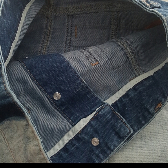 FIONA CHEN faux patchwork button down denim A-line mini skirt S - Picture 5 of 5